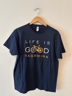 JHK Taormina Sicily Life Is Good Bicycle Graphic T-Shirt Navy Men's Medium